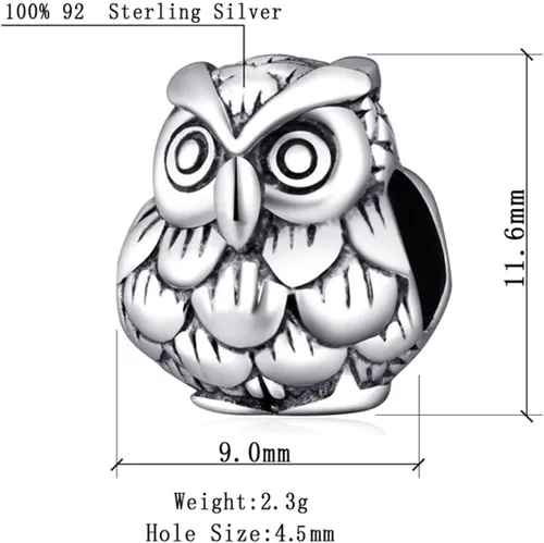 Miniatura 2 de Animal Pets Charm - Dije de plata de ley 925 con bonito conejo, búho nocturno, pájaro volador, unicornio mito, paloma pájaro de la paz, manta raya