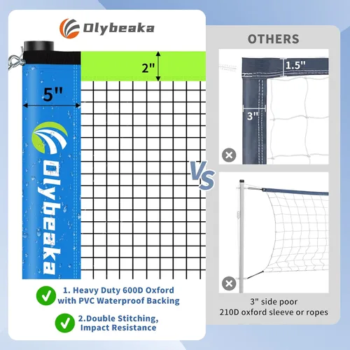 Miniatura 6 de Outdoor Volleyball & Badminton Combo Net Set for Backyard, Beach with 2 Nets, Adjustable Poles, 4 Aluminum Rackets, PU Volleyball, Portable Carry