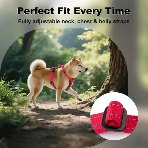 Miniatura 5 de Plutus Pet Arnés ajustable sin tirones para perro con detalles de cuero, chaleco de nailon reflectante resistente para entrenamiento, senderismo