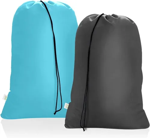 Miniatura 14 de OTraki Paquete de 2 bolsas de lavandería 28x45 pulgadas con cordón XXL, cesta de lavandería, bolsa de almacenamiento para ropa sucia, bolsa de viaje