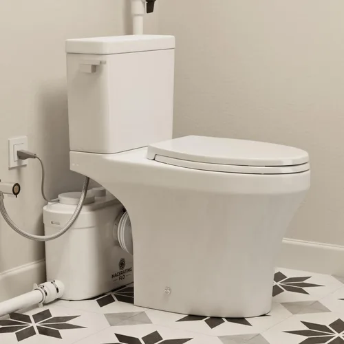 Miniatura 10 de Sistema de inodoro macerador de 750 W con 4 entradas, bomba duradera, tubo de extensión, fácil instalación, ahorro de espacio