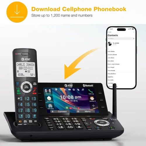 Miniatura 9 de AT&T DLP73590 - Teléfono inalámbrico DECT 6.0 de 5 manos para casa y oficina con contestador, pantalla a color de 5", acceso directo de un toque