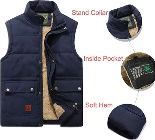 Miniatura 3 de XinYangNi Men's Winter Warm Outdoor Padded Puffer Vest Thick Fleece Lined Sleeveless Jacket