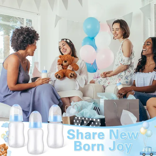 Miniatura 4 de TrelaCo Bottle Chug - Juego de 20 biberones para baby shower, con 1 bonito letrero temático de oso para revelación de género, suministros de fiesta