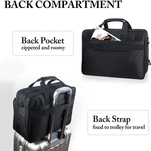 Miniatura 5 de Ytonet Maletín para laptop para juegos de 18 pulgadas, funda extragrande expandible para computadora, bolsa resistente al agua para hombres con Negro