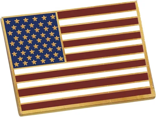 Miniatura 4 de Insignia de solapa con bandera americana, enchapada en oro, rectangular., oro con revestimiento de latón, goldrectangleUSAmade1776