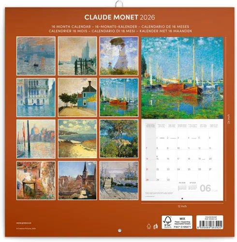 Miniatura 2 de Calendario 2025-2026 Claude Monet - Planificador de pared impresionista, organizador de obra maestra, calendario colgante de 16 meses, septiembre
