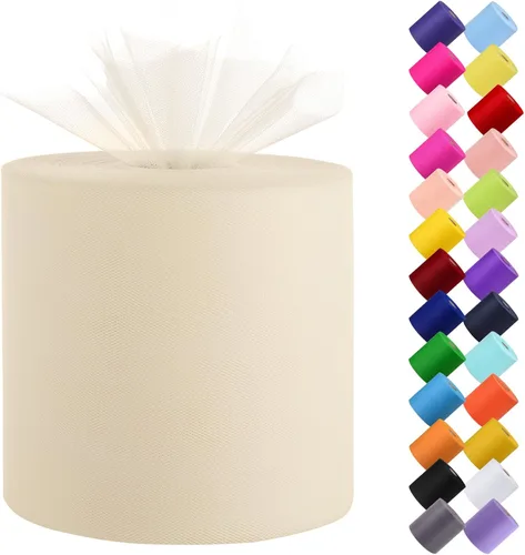 Miniatura 31 de Rollo de tela de tul, 6 pulgadas por 200 yardas (600 pies), carrete de tela de organza de tul para bricolaje, falda tutú, decoración de baby shower
