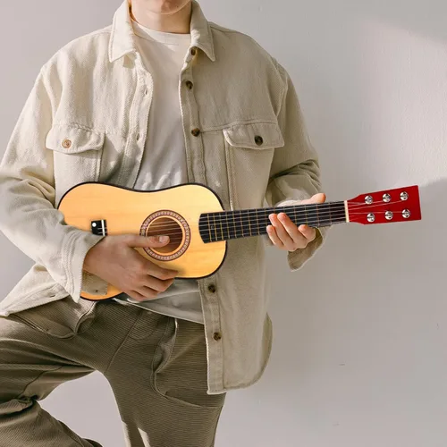 Miniatura 3 de Kisangel Guitarra acústica popular de 23.22 pulgadas, guitarra de 6 cuerdas para principiantes para niños y adultos, instrumento musical de tilo