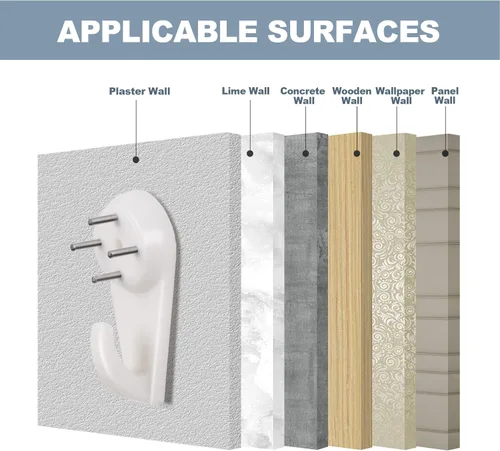 Miniatura 6 de Kit de 50 piezas para colgar cuadros, ganchos de servicio pesado para estuco/concreto/paredes duras sin perforar, clavo invisible y carga