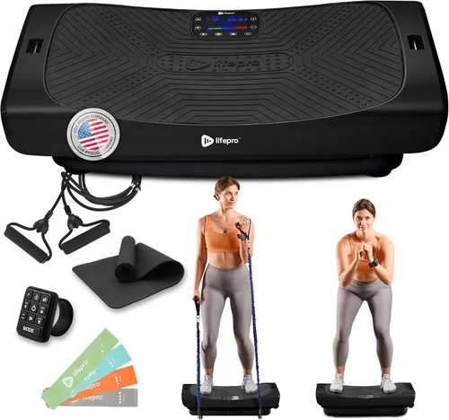 Lifepro 4D Vibration Plate Exercise Machine — Triple Motor, 7 Presets, 60 Speeds Rumblex Plus/Pro Vibrating Platform with Wrist Remote — Whole Body