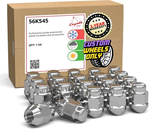 Wheel Accessories Parts 20 tuercas hexagonales M12x1.5 de 12 x 1.5 pulgadas (1.38 pulgadas y 1.378 in) de largo, cromadas de 13/16 pulgadas, 0.827