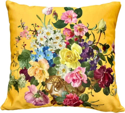 Miniatura 58 de Funda de cojín floral ligera de lujo, 18 x 18 pulgadas, pintura al óleo retro victoriana de doble cara, fondo negro, flor vibrante, funda de cojín