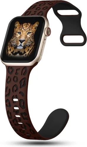 Miniatura 2 de CreateGreat Correas de leopardo grabadas compatibles con Apple Watch Band de 1.575 in 1.614 in 1.496 in 1.654 in 1.732 in 1.772 in 1.811 in 1.929 in
