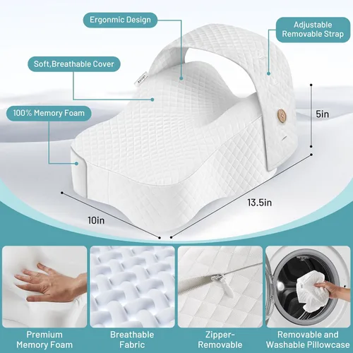 Miniatura 2 de Almohada de rodilla para personas que duermen de lado Alineación de columna vertebral y soporte de cadera con espuma viscoelástica ajustable