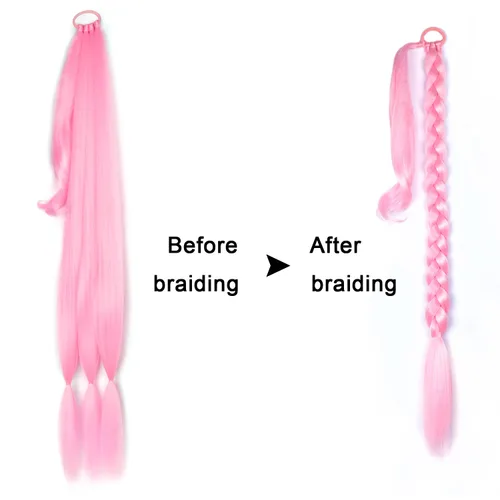 Miniatura 4 de Extensión de cabello sintético suave y natural para mujer, 34 pulgadas, 4.63 onzas, color rosa