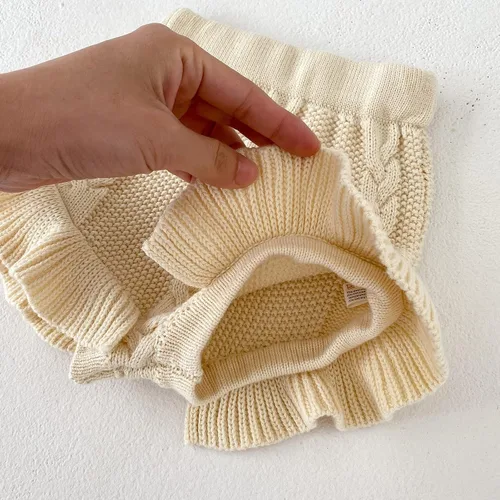Miniatura 4 de Ashmyova Pantalones cortos de punto con volantes para bebés y niñas pequeñas