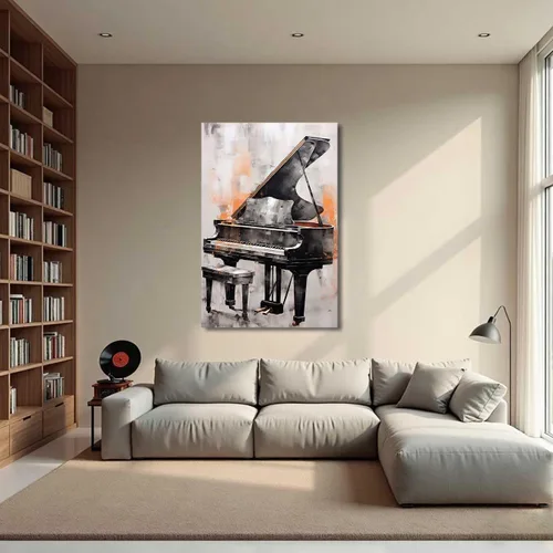 Miniatura 5 de BJYCHG Lienzo de piano para pared, estudio de música, decoración de habitación, instrumentos musicales, impresiones de imágenes retro abstractas
