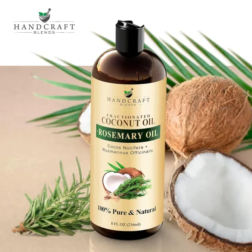 Miniatura 4 de Handcraft Blends Aceite de Coco Fraccionado Infundido con Romero - 8 Fl Oz - 100% Puro y Natural - Grado Premium Aceite Portador para Piel, Cabello