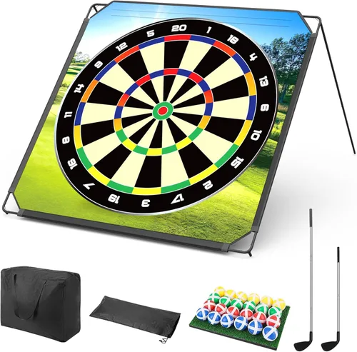 BaiYuan Juego de astillado de golf portátil para papás y golfistas jóvenes, diversión en interiores, exteriores y césped con 24 bolas adhesivas,