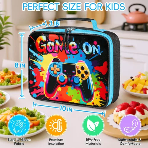 Miniatura 2 de Lonchera para niños, bonita bolsa de almuerzo aislada para niños, lonchera escolar impermeable, regalo para adolescentes y adultos, bolsa