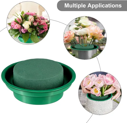 Miniatura 7 de Hahood Paquete de 8 rondas de espuma floral verde en cuencos, kit de arreglo floral para flores frescas y artificiales, 4.7 pulgadas de diámetro