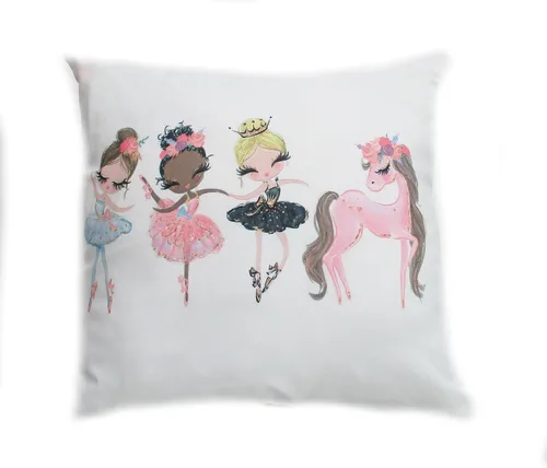 Funda de almohada de amigos y unicornios de bailarina para almohadas de 18 x 18 pulgadas, decoración de habitación de niños, 100% poliéster suave y