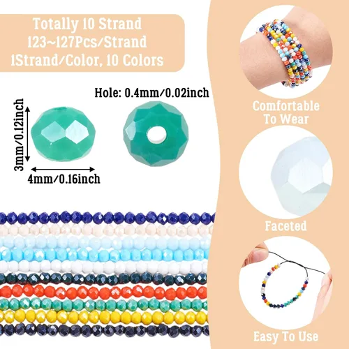 Miniatura 3 de Craftdady 10 hebras de cuentas de cristal galvanizado facetado de 0.157 pulgadas (0.157 in) chapadas en perlas brillantes pequeñas cuentas