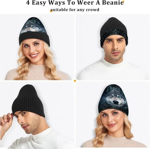 Miniatura 2 de ALAZA Gorro de invierno reversible para mujer y hombre, gorro de punto de calavera reversible