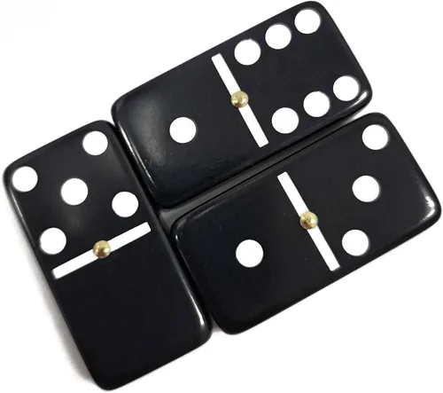 Miniatura 8 de Dominó doble de 6, color negro, tamaño de torneo profesional con giradores, en elegante caja de terciopelo negro.