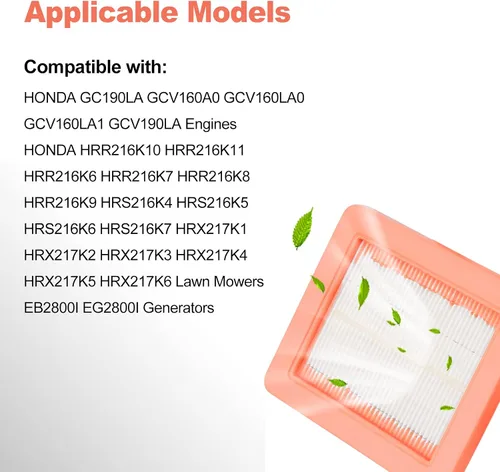 Miniatura 6 de 17211-Z8B-901 17211-zl8-023 Filtro de aire para Honda GCV160LAO GCV190LA GC190LA HRR216 HRB216 HRB217 HRC216 HRS216 HRT216 HRX217 HRC216 RZ216