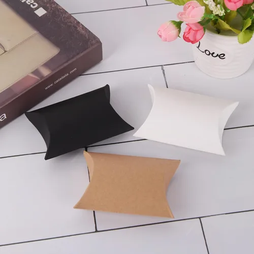 Miniatura 9 de MANCHAP 200 cajas de almohada de papel kraft blanco de 3.5 x 2.5 pulgadas, pequeñas cajas de dulces blancos, cajas de agradecimiento para recuerdos