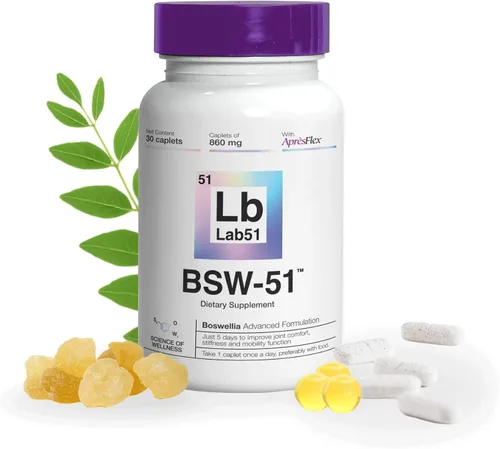 Boswellia Serrata AprèsFlex® Advanced Joint Support - BSW-51 con ácido hialurónico, colágeno tipo II y piperina - 30 cápsulas, 860 mg cada una,