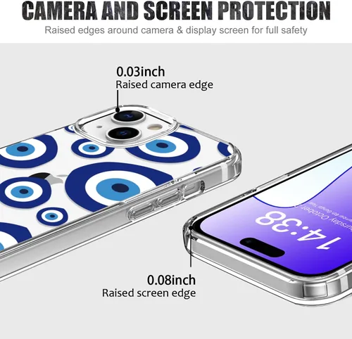 Miniatura 4 de LUHOURI Funda para iPhone 15 con protector de pantalla – Cristal acrílico transparente – Diseños de moda para mujeres y niñas – Funda protectora