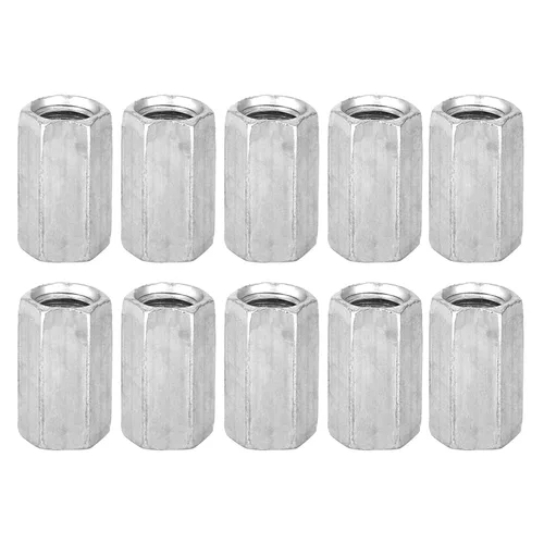 Tuercas largas para montaje mecánico – 10 tuercas de acoplamiento hexagonales M8x20, tuercas de manga roscada, tuercas de varilla hexagonales,