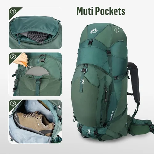 Miniatura 7 de Night Cat Mochila de senderismo con marco interno: Mochila de camping grande de 100L para hombres y mujeres que viajan cubierta impermeable
