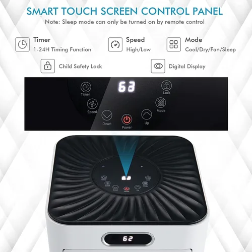 Miniatura 6 de GOFLAME Aire acondicionado portátil 8000BTU, enfriador de aire y deshumidificador 3 en 1 con control remoto, modo de suspensión, 2 velocidades