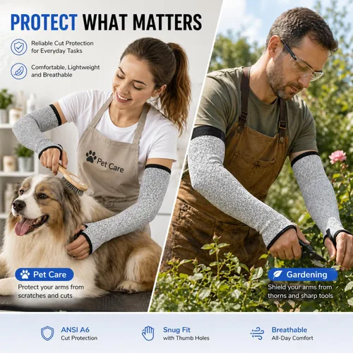 Miniatura 6 de Mangas de brazo resistentes a cortes para hombres y mujeres, protectores de brazo para piel fina y moretones para jardinería, agricultura, patio
