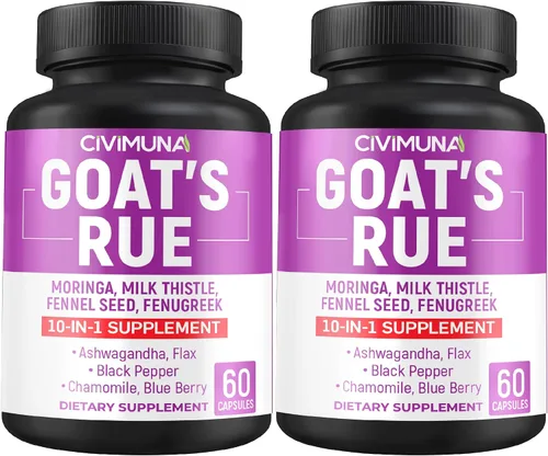 Goat's Rue Cápsulas con ruda de cabra, moringa, cardo mariano y más – 120 cápsulas para suministro de 4 meses (paquete de 2)