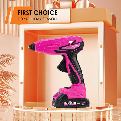 Miniatura 8 de Pistola de pegamento caliente inalámbrica, pistola de pegamento caliente de ajuste de temperatura de 20 V con 43 barras de pegamento caliente