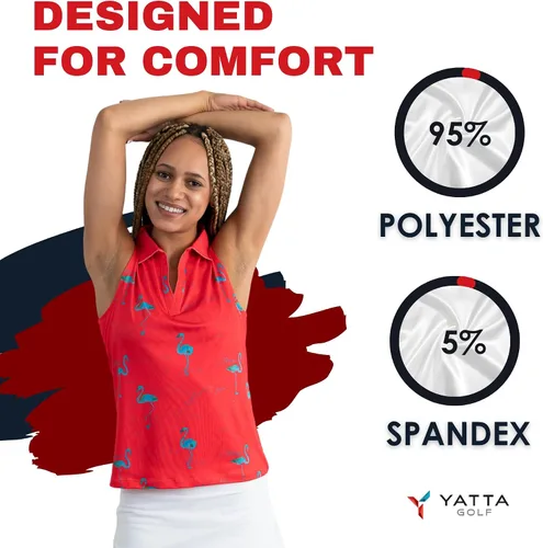 Miniatura 50 de YATTA GOLF Polo de golf sin mangas para mujer, absorbe la humedad, cuello en V, para golf, entrenamiento, golf