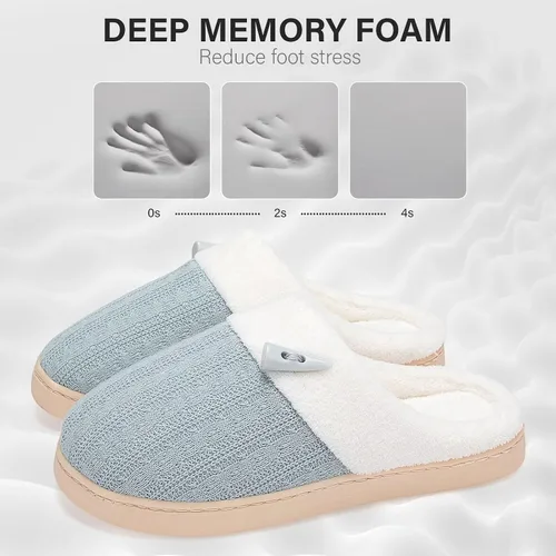 Miniatura 3 de NineCiFun Pantuflas para mujer, cómodas, ligeras, para casa, sin cordones, de espuma viscoelástica, para dormitorio, para interiores y exteriores