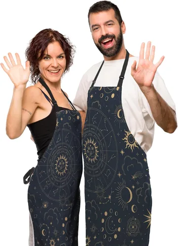 Miniatura 5 de Delantal de cocina para mujer, astrología mágica con constelaciones, delantales divertidos para hombres, para cocina, restaurante, barbacoa