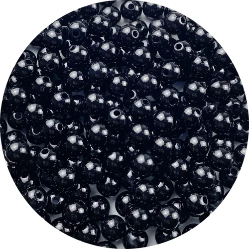 Miniatura 11 de 400 piezas de cuentas de perlas de 8 mm Cuentas de perlas negras redondas con agujeros para manualidades de costura, decoración, pulseras, collares