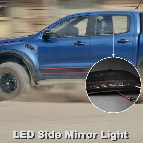 Miniatura 6 de Ranger - Lámparas LED de espejo lateral para Ford Ranger Lariat ámbar 2019 2020 2021 2022 2023 Luz LED de estacionamiento de conducción ámbar Lente