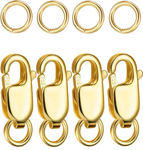 Miniatura 12 de Dailyacc Cierres de pinza de langosta para hacer joyas, oro y plata con anillos de salto, cierres seguros para collares, pulseras, manualidades
