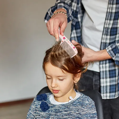 Miniatura 7 de Juego de peines para bebé, peine pequeño y lindo de dientes finos para niños pequeños y cola de rata para peinar, peine rosa para pelitos de bebé