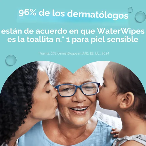 Miniatura 10 de WaterWipes Sensitive+ On The Go Wipes, 3 en 1 limpia, cuida, protege, 99.9% de agua, toallitas húmedas hipoalergénicas y sin perfume, 28