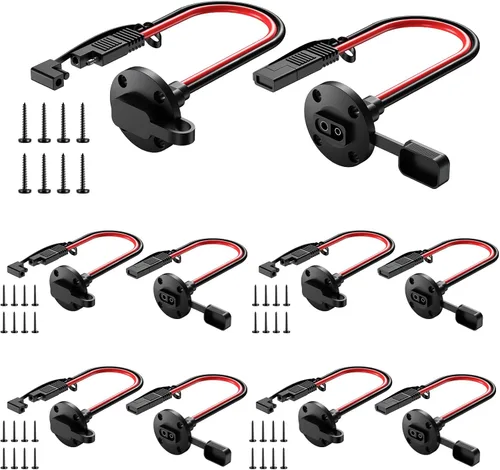 Miniatura 9 de Conector SAE Enchufe de Alimentación Puerto Lateral de Pared, Cable de 10 AWG Resistente a la Intemperie Conector de Montaje en Panel de Conexión