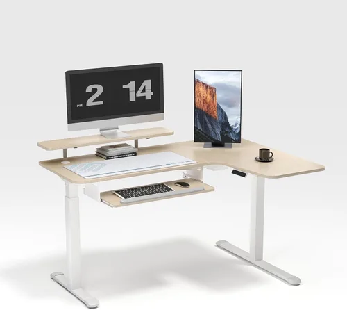 Miniatura 21 de EUREKA ERGONOMIC Escritorio eléctrico de pie en forma de L de 55 pulgadas, escritorio para juegos de computadora de altura ajustable con bandeja